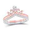 Image 1 : 1/2 CTW Round Diamond Crown Tiara Bridal Wedding Ring 14kt Two-tone Gold - REF-71H6R