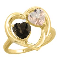 1.91 CTW Diamond, Quartz & Morganite Ring 14K Yellow Gold - REF-36V6R