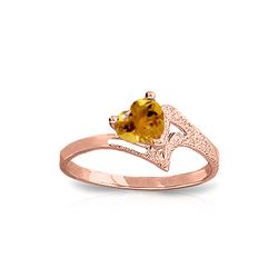 Genuine 0.95 ctw Citrine Ring 14KT Rose Gold - REF-36V3W