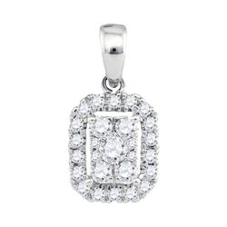 1/3 CTW Womens Round Diamond Cluster Pendant 14kt White Gold - REF-31R4X