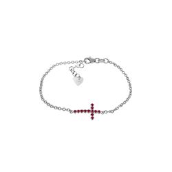 Genuine 0.30 CTW Ruby Bracelet 14KT White Gold - REF-53M2T