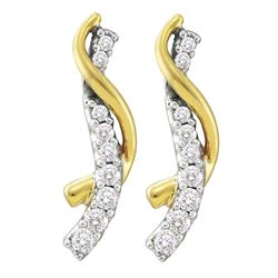 1/2 CTW Womens Round Diamond Journey Earrings 14kt Yellow Gold - REF-51T8V