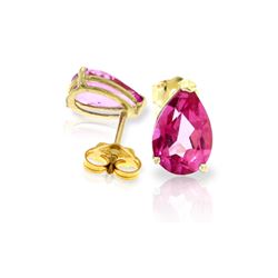 Genuine 3.15 ctw Pink Topaz Earrings 14KT Yellow Gold - REF-22P2H