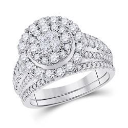 1 & 1/2 CTW Princess Diamond Bridal Wedding Ring 14kt White Gold - REF-156R7X