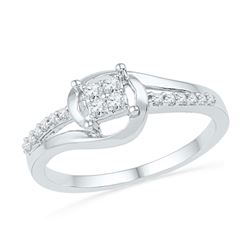 1/6 CTW Round Diamond Square Cluster Bridal Wedding Engagement Ring 10kt White Gold - REF-21Y2N