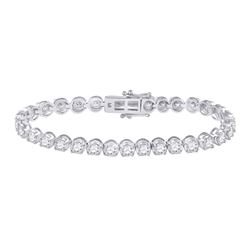7 CTW Womens Round Diamond Tennis Bracelet 14kt White Gold - REF-596V7Y