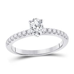 3/4 CTW Oval Diamond Solitaire Bridal Wedding Engagement Ring 14kt White Gold - REF-173N9A
