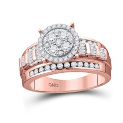 1/2 CTW Round Diamond Cluster Bridal Wedding Engagement Ring 10kt Rose Gold - REF-40H8R