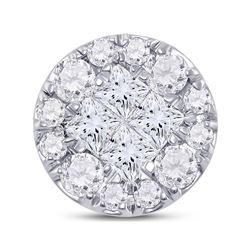 1/2 CTW Womens Princess Diamond Fashion Cluster Pendant 14kt White Gold - REF-37W5H