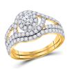 Image 1 : 1 & 1/4 CTW Round Diamond Bridal Wedding Ring 14kt Yellow Gold - REF-112W4H