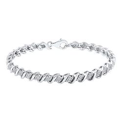 1/2 CTW Womens Round Diamond Tennis Bracelet 10kt White Gold - REF-88R5X