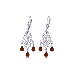 Genuine 3.75 ctw Garnet Earrings 14KT White Gold - REF-46X7M