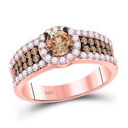 1 & 1/4 CTW Round Brown Diamond Solitaire Bridal Wedding Engagement Ring 14kt Rose Gold - REF-109W2H