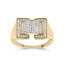 1/4 CTW Mens Round Diamond Arched Fashion Ring 10kt Yellow Gold - REF-40R8X