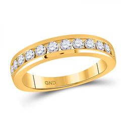 3/4 CTW Womens Round Diamond Wedding Single Row Band Ring 14kt Yellow Gold - REF-74F9W