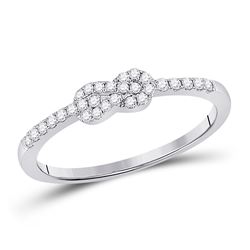 1/5 CTW Womens Round Diamond Knot Stackable Band Ring 10kt White Gold - REF-17N6A