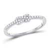 Image 1 : 1/5 CTW Womens Round Diamond Knot Stackable Band Ring 10kt White Gold - REF-17N6A