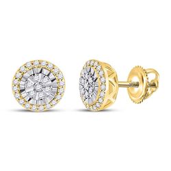 1/4 CTW Womens Round Diamond Cluster Earrings 14kt Yellow Gold - REF-28W5H