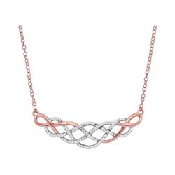 1/4 CTW Womens Round Diamond Woven Strand Cluster Necklace 10kt Rose Gold - REF-20X5T