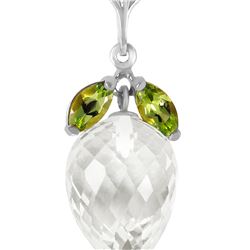 Genuine 12.75 ctw White Topaz & Peridot Necklace 14KT White Gold - REF-34N7R