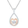 Image 1 : 1/8 CTW Womens Round Diamond Moving Twinkle Heart Pendant 10kt Two-tone Gold - REF-17H6R