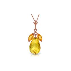 Genuine 7.2 ctw Citrine Necklace 14KT Rose Gold - REF-30Y5F