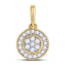 1/6 CTW Womens Round Diamond Circle Frame Flower Cluster Pendant 10kt Yellow Gold - REF-17H6R