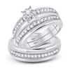 Image 1 : 1/2 CTW His Hers Round Diamond Solitaire Matching Wedding Set 10kt White Gold - REF-40R9X