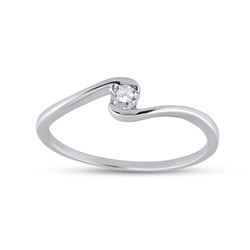 1/20 CTW Womens Round Diamond Solitaire Promise Ring 10kt White Gold - REF-14N2A