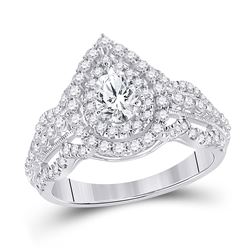 1 & 1/3 CTW Pear Diamond Solitaire Bridal Wedding Engagement Ring 14kt White Gold - REF-204W5H