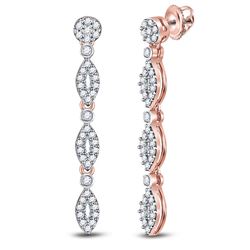 3/8 CTW Womens Round Diamond Oval Dangle Earrings 14kt Rose Gold - REF-47R6X