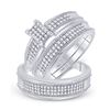 Image 1 : 1/2 CTW His Hers Round Diamond Cluster Matching Wedding Set 10kt White Gold - REF-47W6H