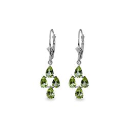 Genuine 4.5 ctw Peridot Earrings 14KT White Gold - REF-41A2K