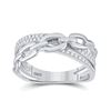 Image 1 : 1/5 CTW Womens Round Diamond Chain Link Crossover Band Ring 10kt White Gold - REF-34R8X