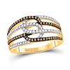 Image 1 : 1/2 CTW Womens Round Brown Diamond Linked Loop Band Ring 10kt Yellow Gold - REF-30N7A