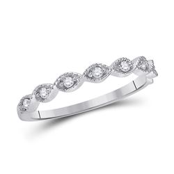 1/10 CTW Womens Round Diamond Twist Stackable Band Ring 14kt White Gold - REF-21H8R
