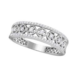 1/3 CTW Womens Round Diamond Filigree Symmetrical Band Ring 10kt White Gold - REF-33X5T
