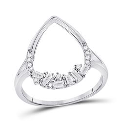 1/5 CTW Womens Round Diamond Teardrop Scattered Fashion Ring 14kt White Gold - REF-29Y4N