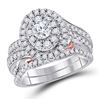 Image 1 : 1 & 1/2 CTW Round Diamond Bridal Wedding Ring 14kt Two-tone Gold - REF-211V4Y