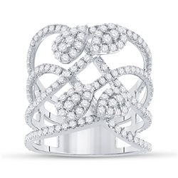 1 & 1/2 CTW Womens Round Diamond Abstract Strand Fashion Ring 14kt White Gold - REF-147Y3N