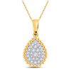 Image 1 : 1/8 CTW Womens Round Diamond Teardrop Cluster Pendant 10kt Yellow Gold - REF-13F5W
