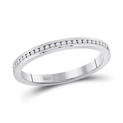 1/10 CTW Womens Round Diamond Single Row Band Ring 14kt White Gold - REF-20F5W