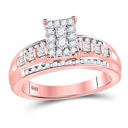 1/2 CTW Round Diamond Cluster Bridal Wedding Engagement Ring 10kt Rose Gold - REF-47V3Y