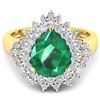 Image 3 : Natural 3.74 CTW Zambian Emerald & Diamond Ring 14K Yellow Gold - REF-168X6W