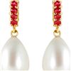 Image 1 : Genuine 8.4 ctw Pearl & Ruby Earrings 14KT Yellow Gold - REF-25F6Z