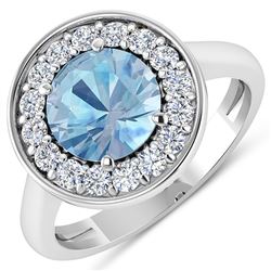 Natural 1.98 CTW Aquamarine & Diamond Ring 14K White Gold - REF-79W7X