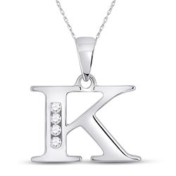 1/20 CTW Womens Round Diamond K Initial Letter Pendant 10kt White Gold - REF-12N2A