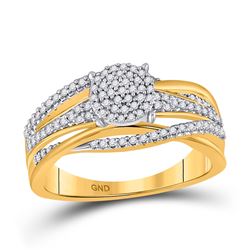 1/3 CTW Womens Round Diamond Woven Cluster Ring 10kt Yellow Gold - REF-43T2V