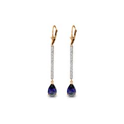 Genuine 3.6 ctw Sapphire & Diamond Earrings 14KT Rose Gold - REF-70M3T