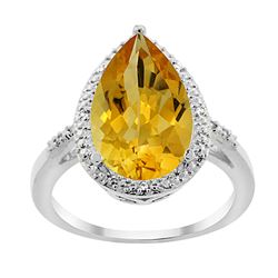 5.55 CTW Citrine & Diamond Ring 10K White Gold - REF-34V8R